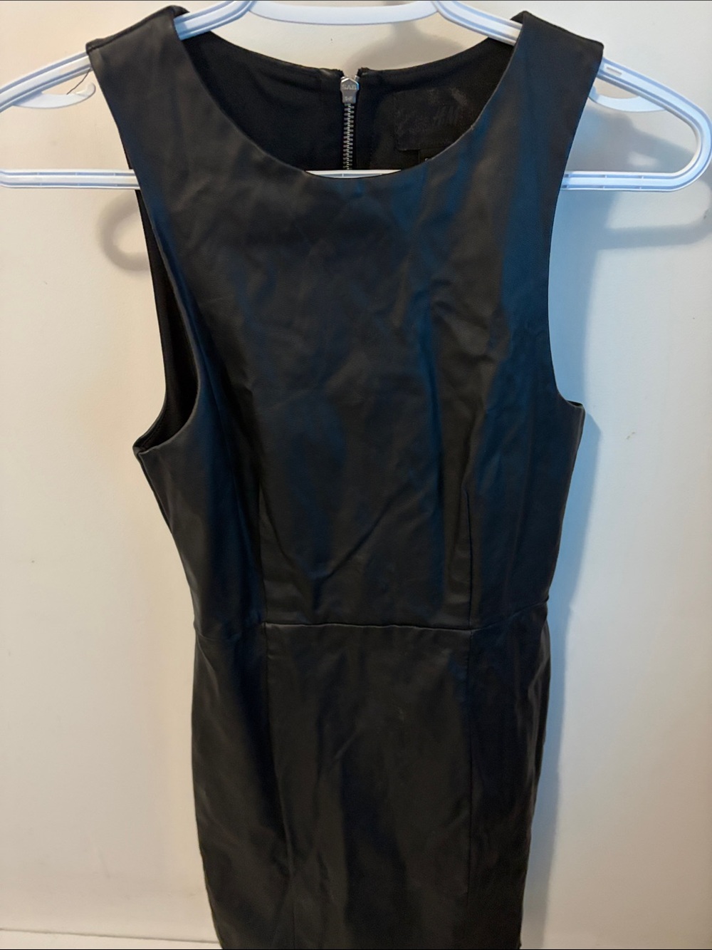 H&M Black Sleeveless Faux-Leather Sheath Dress